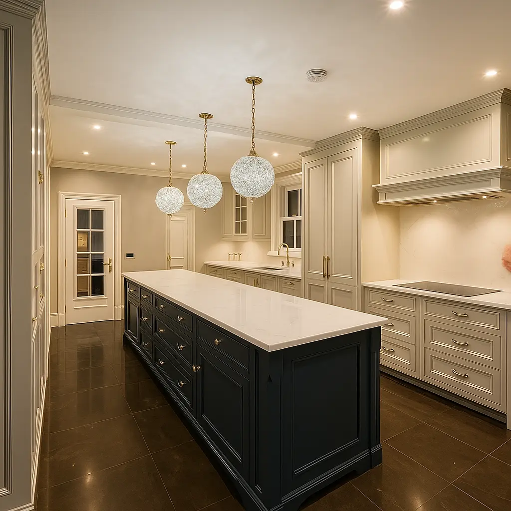 Living room extension with skylights